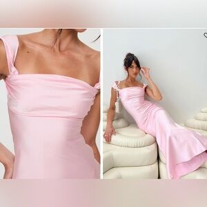 AZURA OFF THE SHOULDER MAXI DRESS PINK Princess Polly Brand New